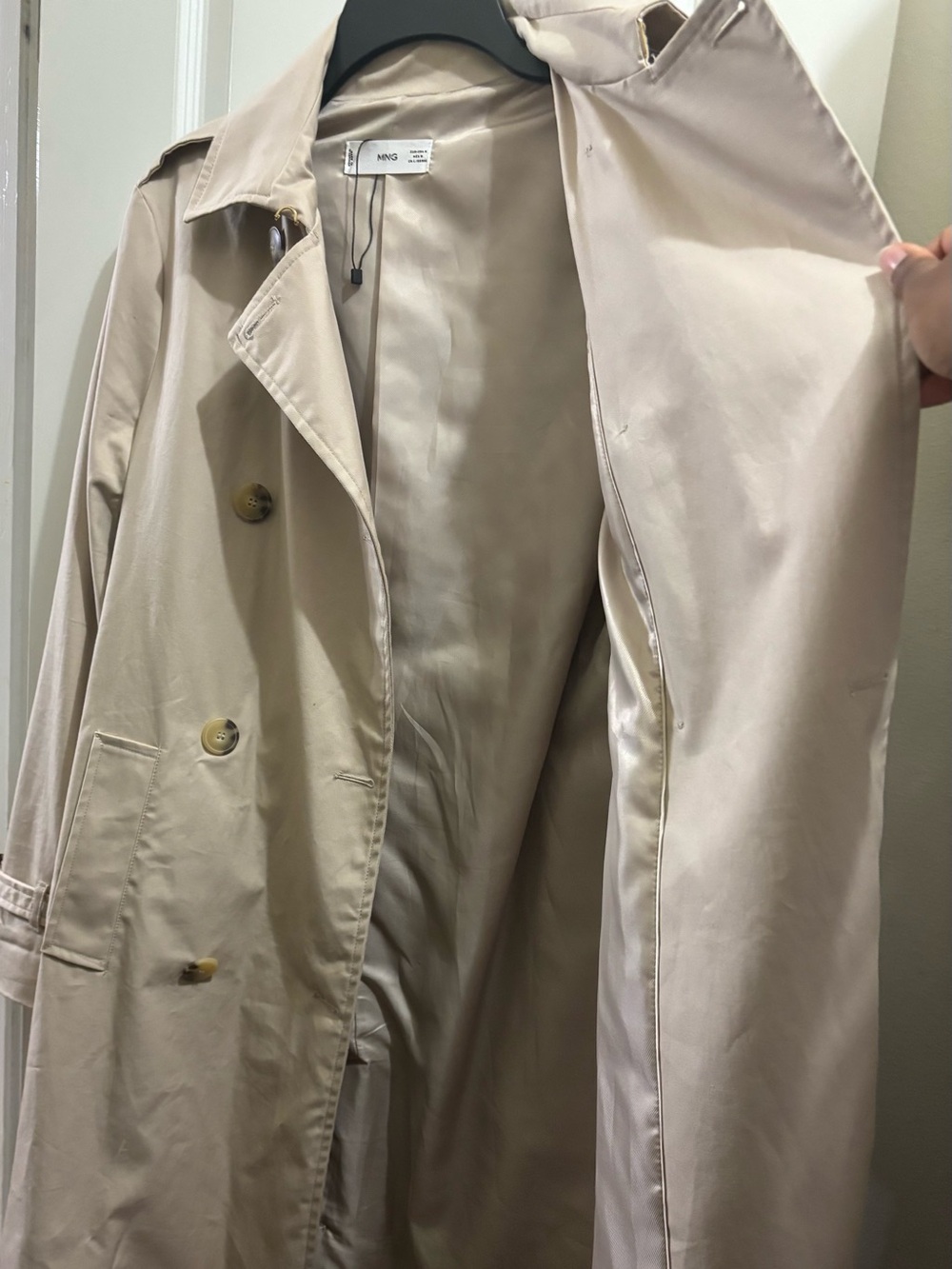 Mango Beige Double-Breasted Trench Coat With Belt View 6